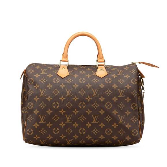 LOUIS VUITTON Brown Monogram Leather Speedy 35 Boston Bag - Picture 1 of 11